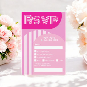  retro jaren 70 hot pink arch bruiloft RSVP Kaart