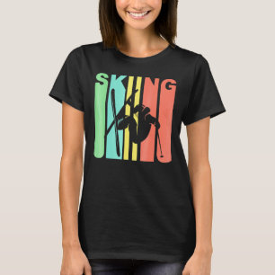 Retro jaren 70 Stijl Extreme Skiër Silhouet Skiën T-shirt
