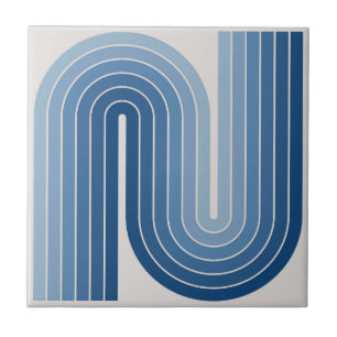 Retro jaren '70 Stijl Geboogd Strepen Geometrisch Tegeltje