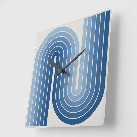 Retro jaren '70 Stijl Geboogd Strepen Geometrisch Vierkante Klok (Hoek)