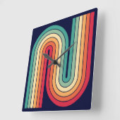 Retro jaren '70 Stijl Geboogd Strepen Geometrisch  Vierkante Klok (Hoek)