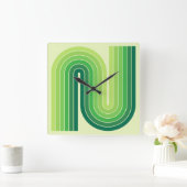 Retro jaren '70 Stijl Geboogd Strepen Geometrisch  Vierkante Klok (Huis)