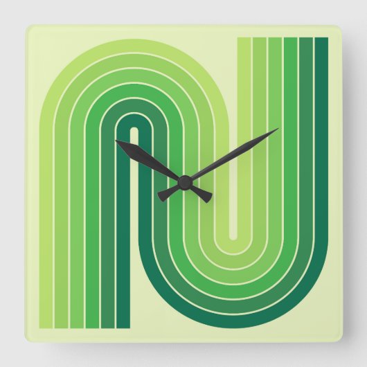 Retro jaren '70 Stijl Geboogd Strepen Geometrisch  Vierkante Klok (Voorkant)