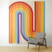 Retro jaren '70 Stijl Geboogd Strepen Geometrisch Wandkleed (In situ)