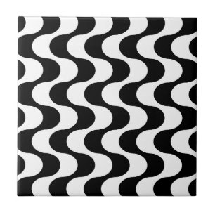 Retro jaren '70 Stijl Wavy Op-Art Streeppatroon Tegeltje