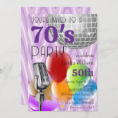 Retro jaren 70 thema verjaardagsfeest kaart (Voorkant / Achterkant)