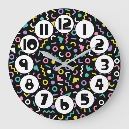 Retro jaren 80/90 Memphis Style Grote Klok (Voorkant)