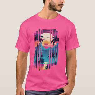 Retro jaren 80 jaren 90 Vaporwave Palmbomen Zonson T-shirt