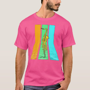Retro jaren 80  stijl jazzsaxofoon t-shirt