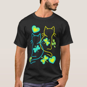 Retro jaren 80 Zomerkatten Hartbloemen Cat Kitten T-shirt