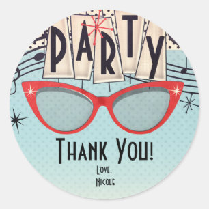 Retro  jaren vijftig Feestgunst Custom Ronde Sticker