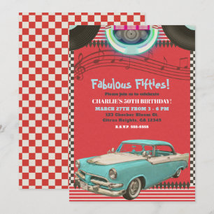 Retro jaren vijftig vintage klassieke auto 50's 50 kaart