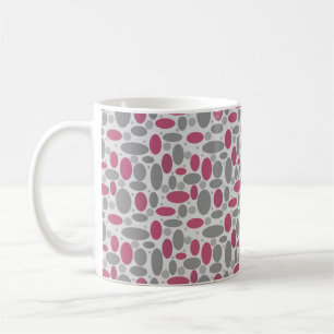 retro, jaren zestig, polka stippen, grijs en roze koffiemok
