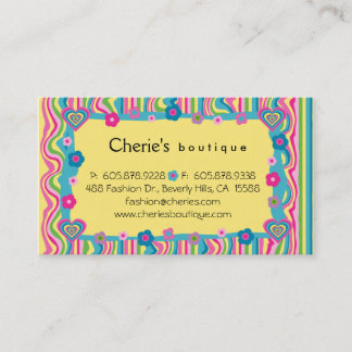 Rétro jaune de carte de visite de coeur de mode
