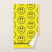Retro Jaune Joyeux Visage souriant (Serviette à main)