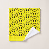 Retro Jaune Joyeux Visage souriant (Gant de toilette)