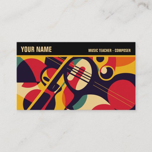 Retro Jazz Abstracte Muziek Professioneel Visitekaartje (Voorkant)