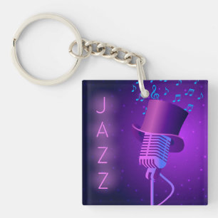 Retro Jazz Acryl Sleutelhanger met Microfoon