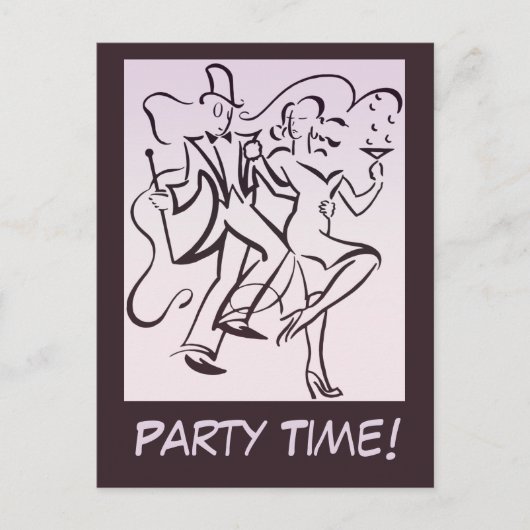 Retro jazz-leeftijdsgroep art deco-koppel dansfees briefkaart (Voorkant)