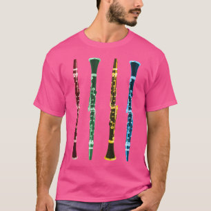 Retro Jazz Muziek Kleurrijke Klarinet T-shirt