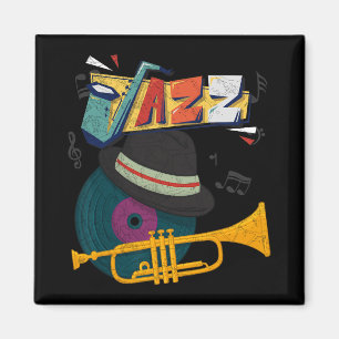 Retro Jazz Trompetten Grappige Speler Muziekfestiv Magneet