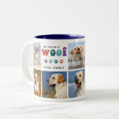 Retro Je Had Me WOOF Custom 8 Foto Collage Hond Tweekleurige Koffiemok (Voorkant links)