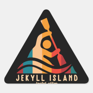 Retro Jekyll Island Kajakken Driehoek Sticker
