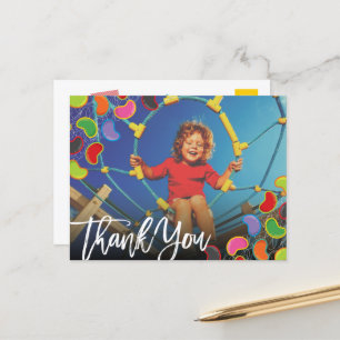 Retro Jellybeans Pop Kids Foto Verjaardag Bedankt Briefkaart