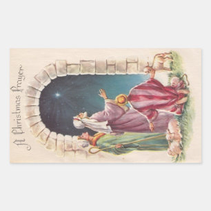Retro  Jesus Een kerstgebed Rechthoekige Sticker