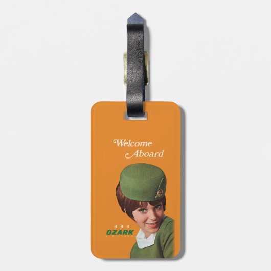 Retro Jet-Age Stewardess Bagagelabel (Achterkant verticaal)