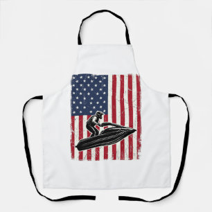 Retro Jetski Amerikaanse Vlag Vector T-shirt Ontwe Schort
