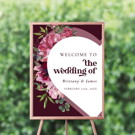 Retro Jewel Toon Hart Romantisch Bruiloft Welkom Poster