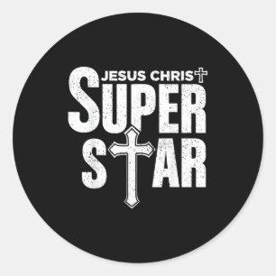 Retro Jezus Christelijk ontwerp Jezus Christus Sup Ronde Sticker