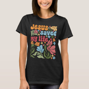 Retro Jezus Christus redde mijn leven Boho Floral T-shirt