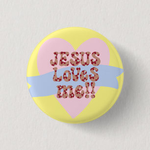 Retro Jezus houdt van mij Ronde Button 3,2 Cm