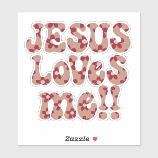 Retro Jezus houdt van mij Sticker (Vel)