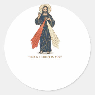Retro Jezus Ik Vertrouw Op Jou Religieus Vectoront Ronde Sticker