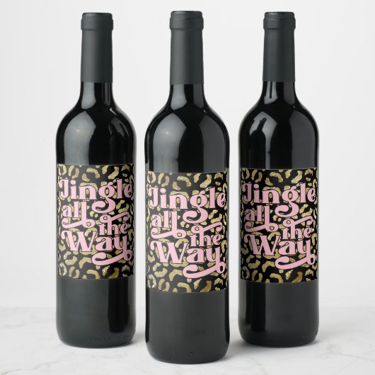 Retro Jingle All Way Drink Label Animal Print Wijn Etiket (Flessen)