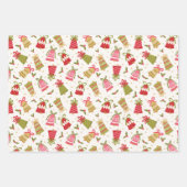 Retro Jingle Bells Kerst Wrapping Paper Set (Voorkant)