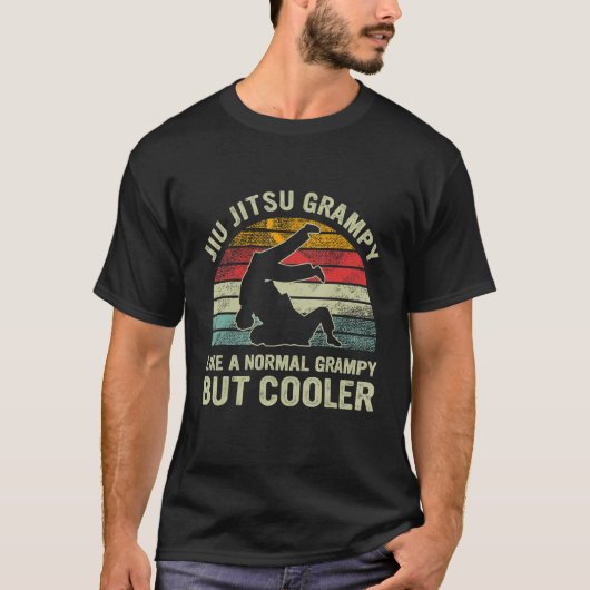 Retro Jiu Jitsu Grampy als een normale grijze maar T-shirt (Voorkant)
