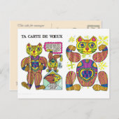 , retro Jointed Animal Fritings kaart (Voorkant / Achterkant)