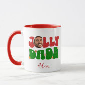 Retro Jolly Dada Custom Naam & Foto Kerstmis Mok (Links)