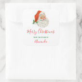 Retro Jolly Kerstman Kerstkeuken Vierkante Sticker (Tas)