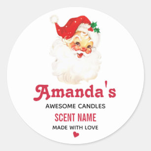  Retro Jolly Old Santa Claus Candle of Soap Ronde Sticker