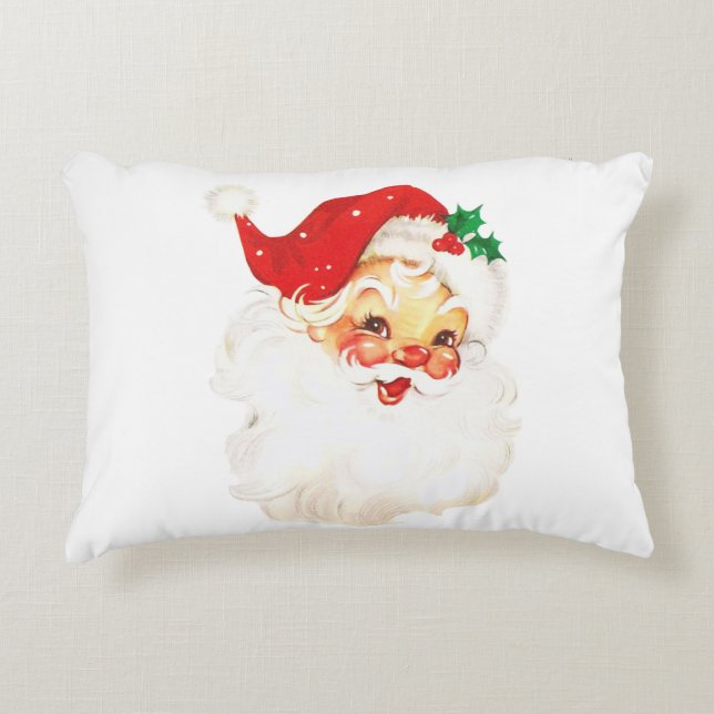  Retro Jolly Old Santa Claus Kerstmis Accent Kussen (Voorkant)