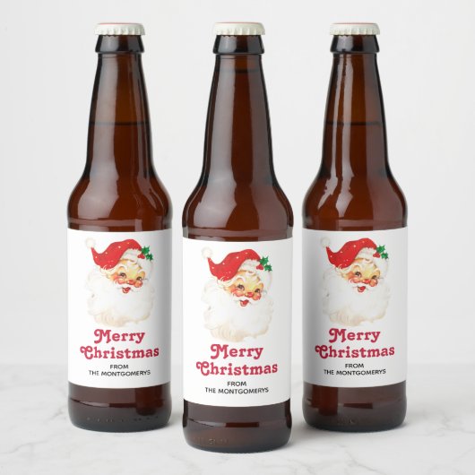  Retro Jolly Old Santa Claus Kerstmis Bier Etiket (Flessen)
