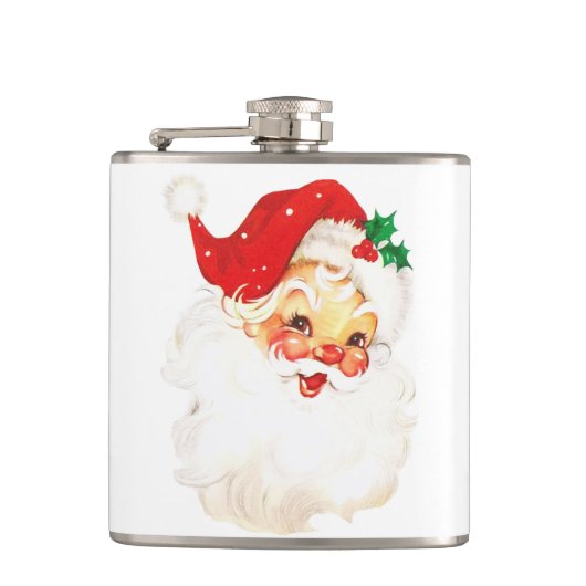 Retro Jolly Old Santa Claus Kerstmis Heupfles (Voorkant)