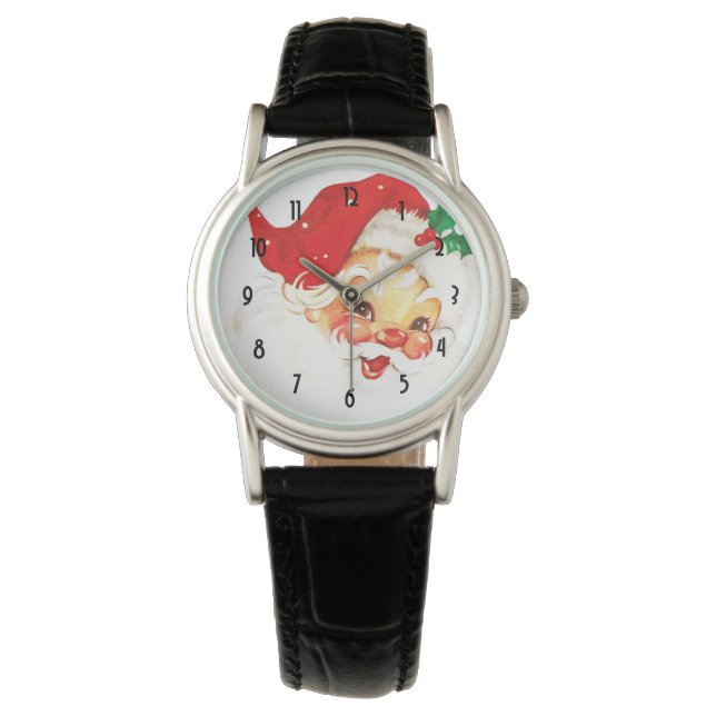  Retro Jolly Old Santa Claus Kerstmis Horloge (Voorkant)
