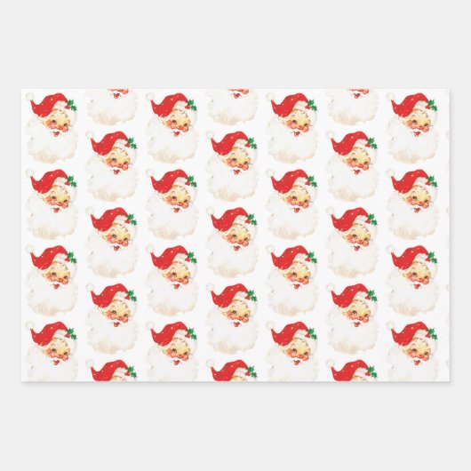  Retro Jolly Old Santa Claus Kerstmis Inpakpapier Vel (Voorkant 2)