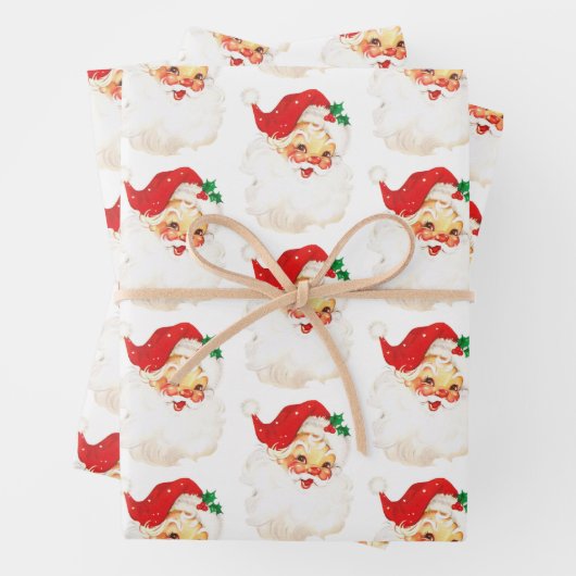  Retro Jolly Old Santa Claus Kerstmis Inpakpapier Vel (In situ)
